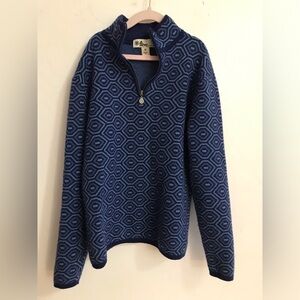 Neve Designs 100% New Wool Blue Print 1/4 zip up sweater Size M